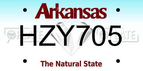 HZY705 Arkansas License Plate