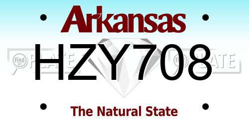HZY708 Arkansas License Plate