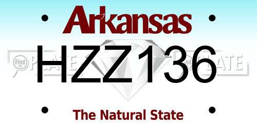 HZZ136 Arkansas License Plate