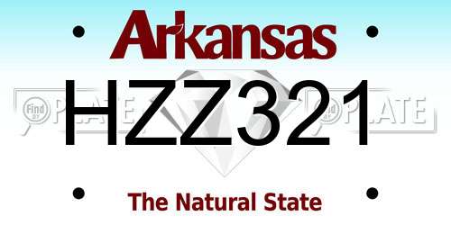HZZ321 Arkansas License Plate