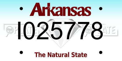 I025778 Arkansas License Plate