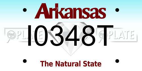 I0348T Arkansas License Plate