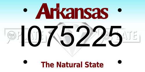 I075225 Arkansas License Plate