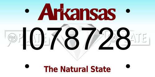 I078728 Arkansas License Plate