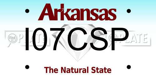 I07CSP Arkansas License Plate