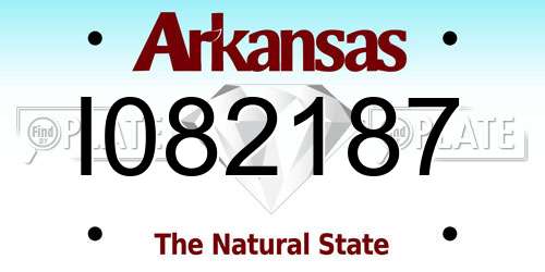 I082187 Arkansas License Plate