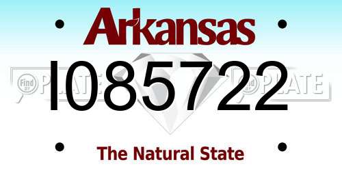 I085722 Arkansas License Plate
