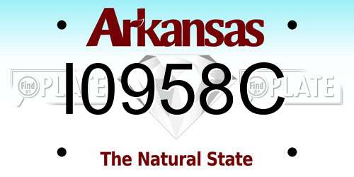 I0958C Arkansas License Plate