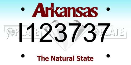I123737 Arkansas License Plate