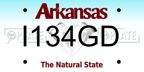 I134GD Arkansas License Plate