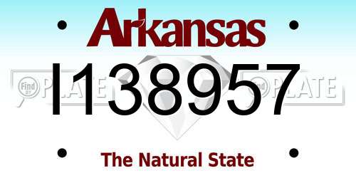I138957 Arkansas License Plate