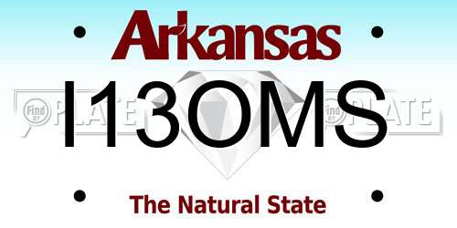 I13OMS Arkansas License Plate