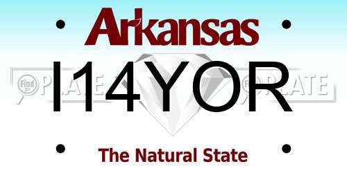I14YOR Arkansas License Plate