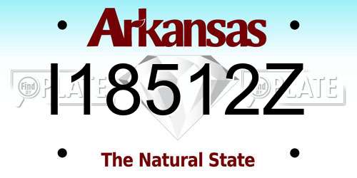 I18512Z Arkansas License Plate