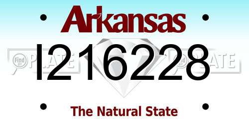 I216228 Arkansas License Plate