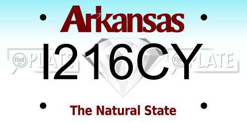 I216CY Arkansas License Plate