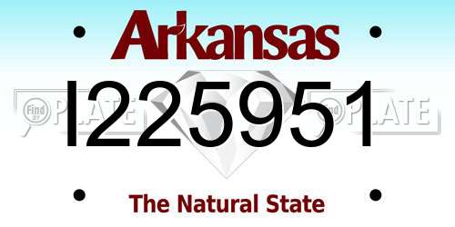 I225951 Arkansas License Plate