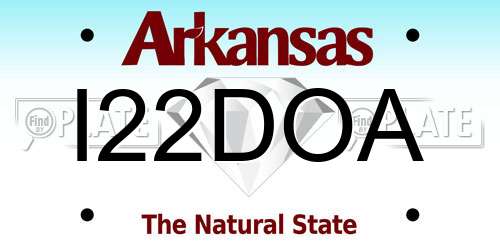 I22DOA Arkansas License Plate