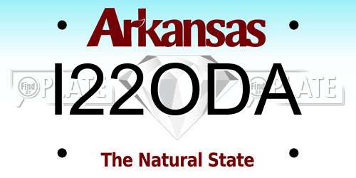 I22ODA Arkansas License Plate