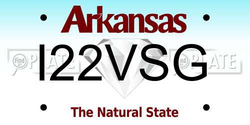 I22VSG Arkansas License Plate