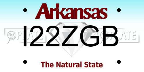 I22ZGB Arkansas License Plate