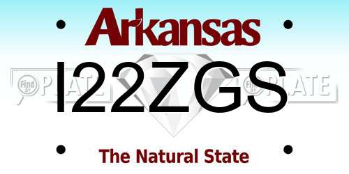 I22ZGS Arkansas License Plate