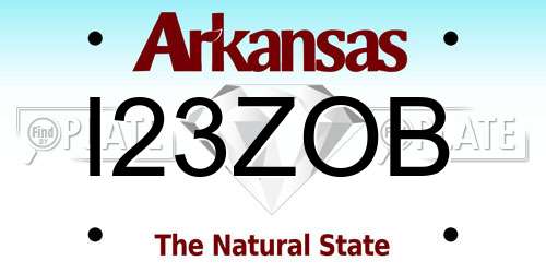 I23ZOB Arkansas License Plate