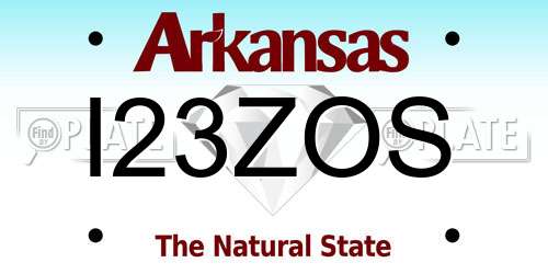 I23ZOS Arkansas License Plate