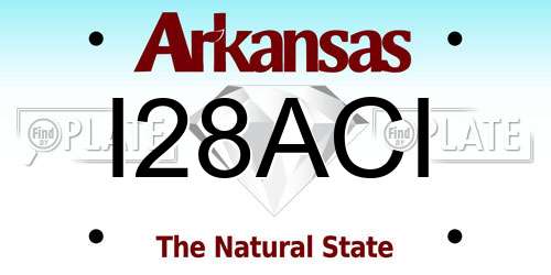 I28ACI Arkansas License Plate
