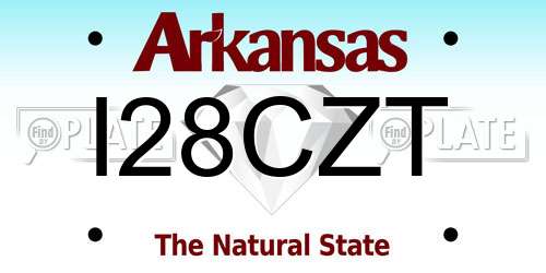 I28CZT Arkansas License Plate