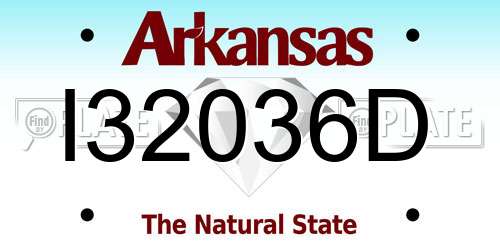I32036D Arkansas License Plate