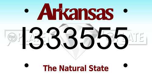 I333555 Arkansas License Plate