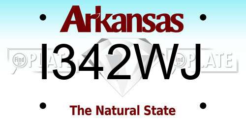 I342WJ Arkansas License Plate