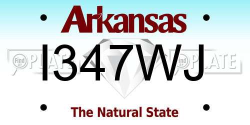 I347WJ Arkansas License Plate