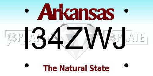 I34ZWJ Arkansas License Plate