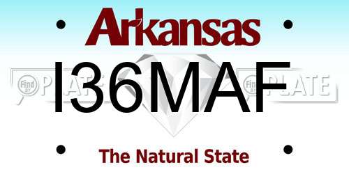 I36MAF Arkansas License Plate