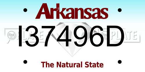 I37496D Arkansas License Plate