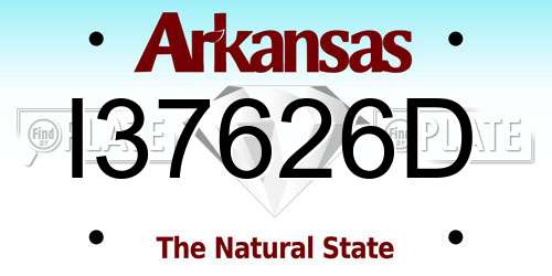 I37626D Arkansas License Plate