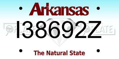 I38692Z Arkansas License Plate
