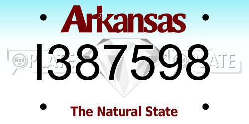 I387598 Arkansas License Plate