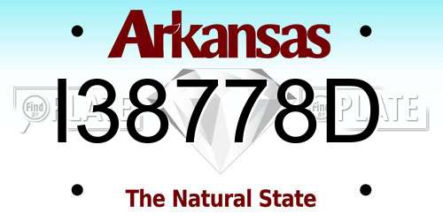 I38778D Arkansas License Plate