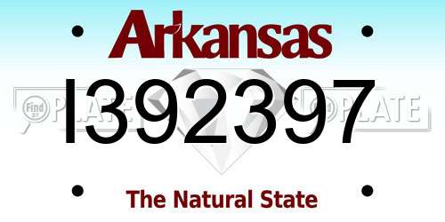I392397 Arkansas License Plate