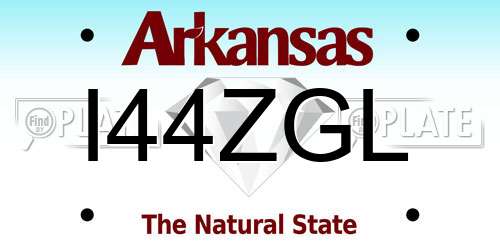 I44ZGL Arkansas License Plate