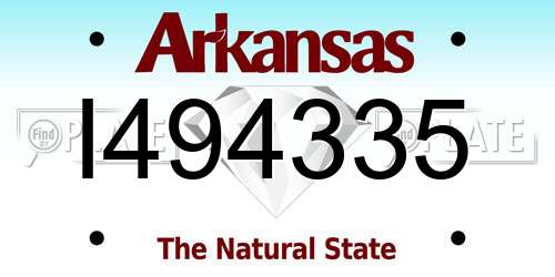 I494335 Arkansas License Plate
