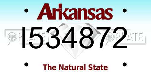 I534872 Arkansas License Plate