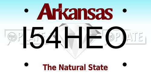 I54HEO Arkansas License Plate
