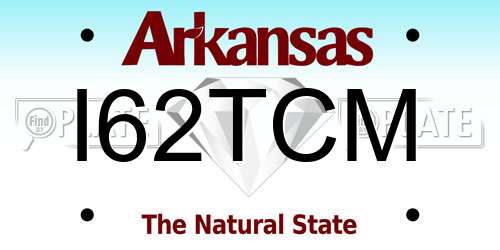 I62TCM Arkansas License Plate