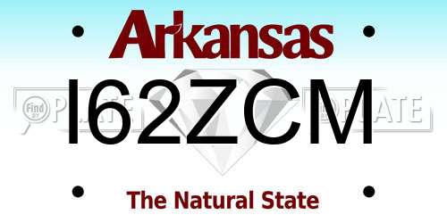 I62ZCM Arkansas License Plate