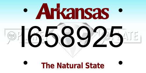 I658925 Arkansas License Plate