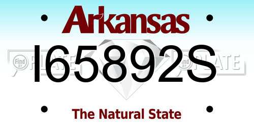I65892S Arkansas License Plate